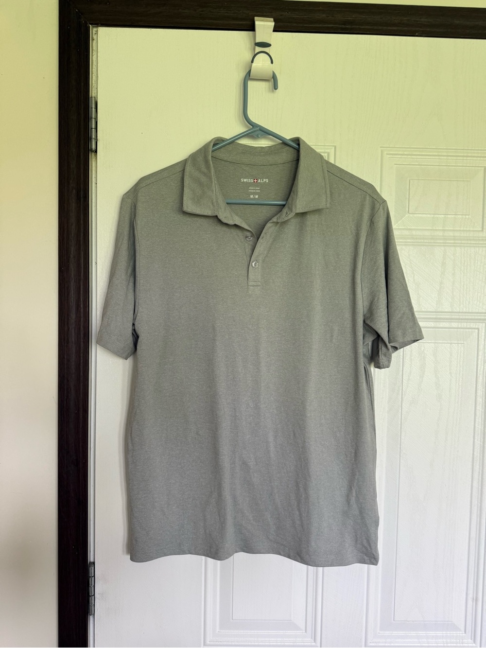 2 for $20 sale: Swiss Alps light gray performance polo features- M